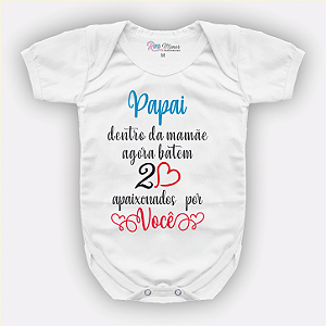 Body Bebê Personalizado Dentro Da Mamãe Agora Batem 2 Corações