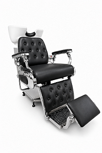 Lavatório para Barbearia King Silver Cromado Cuba em Porcelana Profissional Paragon Brasil