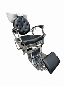 Lavatório para Barbearia Lord Silver Cromado Capitonê Profissional Paragon Brasil