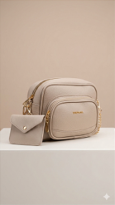 Bolsa Transversal Versatilidade 2 em 1 – Nude Sofisticado