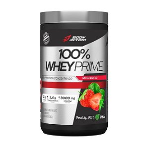 100% WHEY PRIME MORANGO BODY AC TION 900G