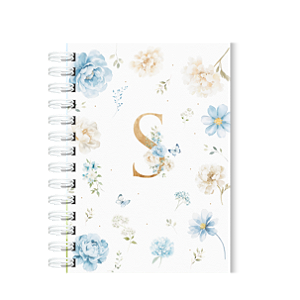 Caderno Alfabeto Floral Azul