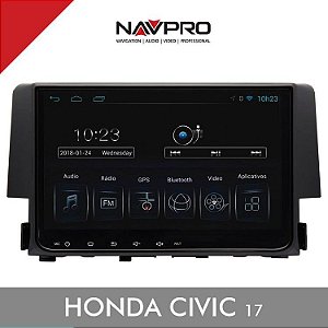Central Multimídia Android específica para Honda Civic Geração 10 dos anos 2017 e 2022