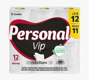 PAPEL HIGIÊNICO 12 RLS PERSONAL VIP FOLHA DUPLA 360 MTS