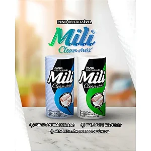 Pano Reutilizável Mili Clean Max Azul 50 Un - Multiuso Alta Absorção | Economia & Sustentabilidade