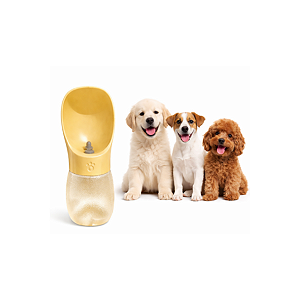 Garrafa Bebedouro Pet 350ml Com Alça Cães Gatos - Amarelo