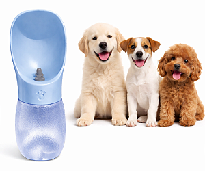 Garrafa Bebedouro Pet 350ml Com Alça Cães Gatos - Azul