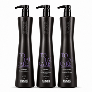Kit Total Care 1000ml Shampoo Condicionador e Leave-in