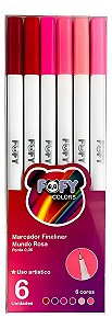 Kit Canetas Fineliner Rosas Fofy 6 Unidades