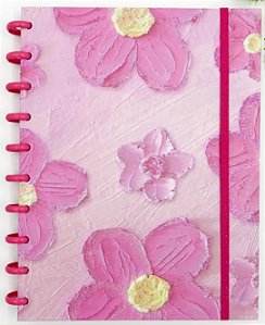 Caderno de Disco Floral Rosa