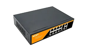 Switch Poe Com 8 Portas Poe + 2 Portas UP LINK HZ-1010GB-POE
