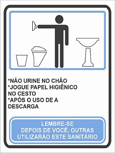 Placa Banheiro Masculino com Avisos