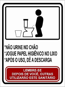 Placa Banheiro Não urinar no chão