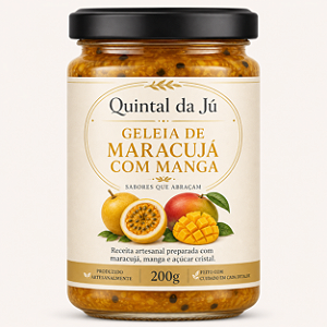 Geleia de Maracujá com Manga Artesanal 200g | Quintal da Jú