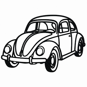 Quadro Decorativo Fusca Clássico em Impressão 3D – Arte Automotiva de Parede Alto Detalhe, Decoração Retrô, Quarto Gamer