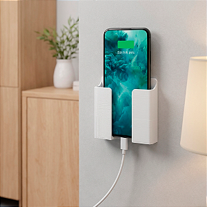 Suporte de Parede para Celular Universal Fixo com Parafusos-Porta Celular Organizador Carregador Smartphone