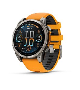 Relógio Monitor Cardíaco Garmin Fenix 8 AMOLED Titanium Sapphire Laranja 47mm