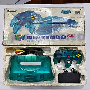 Nintendo 64 Clear Blue Japonês Completo com Caixa – N64 Original