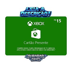 Cartão Presente Pré Pago Xbox Live R$ 15 Reais I LEIA A DESCRIÇÃO!