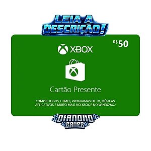 Cartão Presente Pré Pago Xbox Live R$ 50 Reais I LEIA A DESCRIÇÃO!