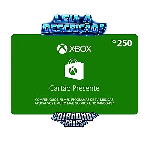 Cartão Presente Pré Pago Xbox Live R$ 250 Reais I LEIA A DESCRIÇÃO!