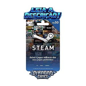 Steam Gift Card - Cartão Pré Pago R$ 50 I LEIA A DESCRIÇÃO!