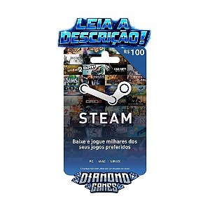 Steam Gift Card - Cartão Pré Pago R$ 100 I LEIA A DESCRIÇÃO!