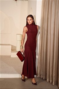 Vestido Super Midi Com Franzido