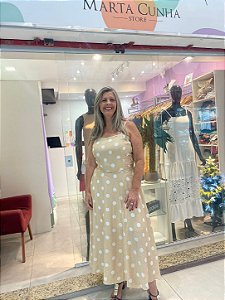 Conjunto saia e cropped poá