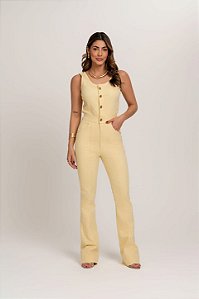 Macacão boot cut sarja