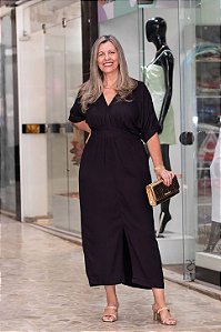 Vestido viscose com abertura frontal