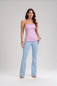 Blusa sem alças de tricoline