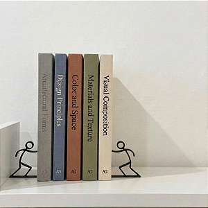 Aparador Livros Par de Bonecos Palito - Preto