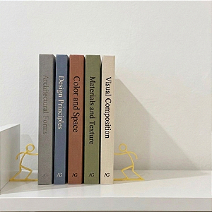 Aparador Livros Par de Bonecos Palito - Amarelo