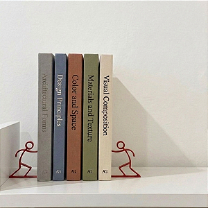 Aparador Livros Par de Bonecos Palito - Vermelho