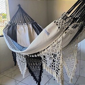 rede descanso lonada preto / bege (crua)