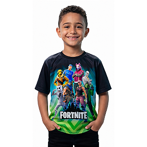 Camiseta Infantil Menino Estampa Fortnite Personagens