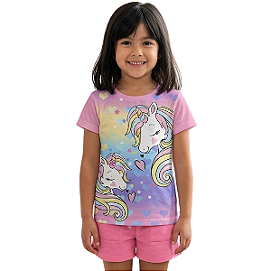 Camiseta Infantil Menina Estampa Duo Unicórnio