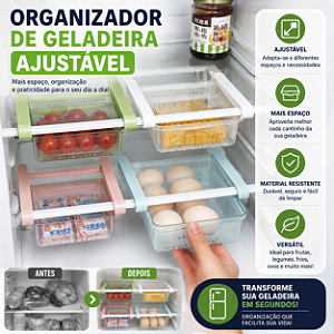 Organizador de geladeira ajustável