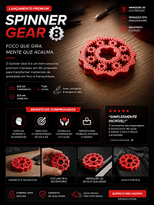 🧩 Spinner Gear 8 – Foco, Relaxamento e Satisfação Tátil em Cada Giro