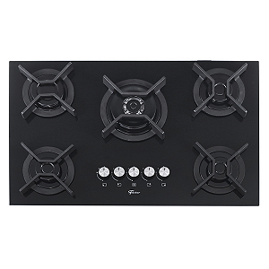 Cooktop 5 Bocas a Gás com Acendimento Automático Vidro Preto Bivolt Infinity 26298-57077 Fischer