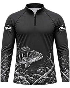 CAMISETA DE PESCA KING BRASIL COM PROTEÇÃO UV 50+ ADULTO - TUCUNARÉ GRAFITE - KD00766