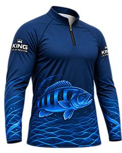 CAMISETA DE PESCA KING BRASIL COM PROTEÇÃO UV 50+ ADULTO - TUCUNARÉ AZUL MARINHO - KD00767