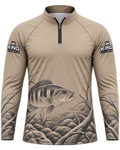 CAMISETA DE PESCA KING BRASIL COM PROTEÇÃO UV 50+ - TUCUNARÉ AREIA - KD00769