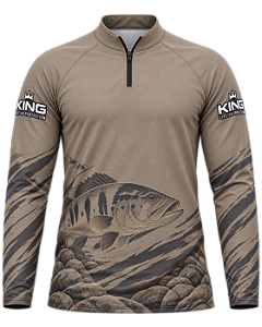CAMISETA DE PESCA KING BRASIL COM PROTEÇÃO UV 50+ - TUCUNARÉ TAUPE - KD00773
