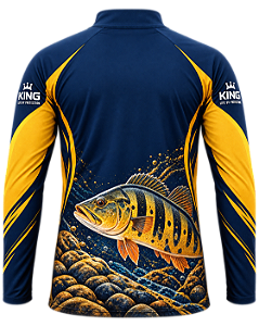 CAMISETA DE PESCA KING BRASIL COM PROTEÇÃO UV 50+ - TUCUNARÉ OURO DAS ÁGUAS - KD00776