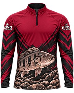 CAMISETA DE PESCA KING BRASIL COM PROTEÇÃO UV 50 - TUCUNARÉ BORDÔ INTENSO - KD00778