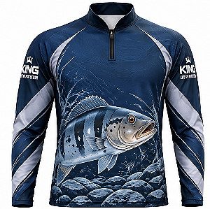 CAMISETA DE PESCA TUCUNARÉ GRAFITE AZUL UV 50+ | KING BRASIL – KD00785
