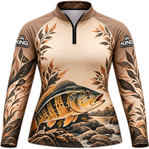 CAMISETA DE PESCA FEMININA TUCUNARÉ TROFÉU NATURAL UV 50+ | KING – KD00810