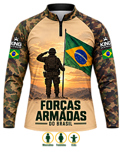 CAMISETA CAMUFLADA FORÇAS ARMADAS DO BRASIL UV 50+ | KING - KD01079
